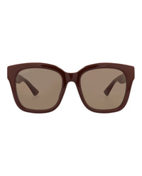 Gucci Gucci Womens Square/Rectangle Burgundy Burgundy Brown Fashion Designer Eyewear