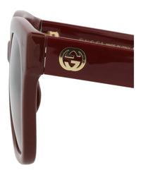 Gucci Gucci Womens Square/Rectangle Burgundy Burgundy Brown Fashion Designer Eyewear
