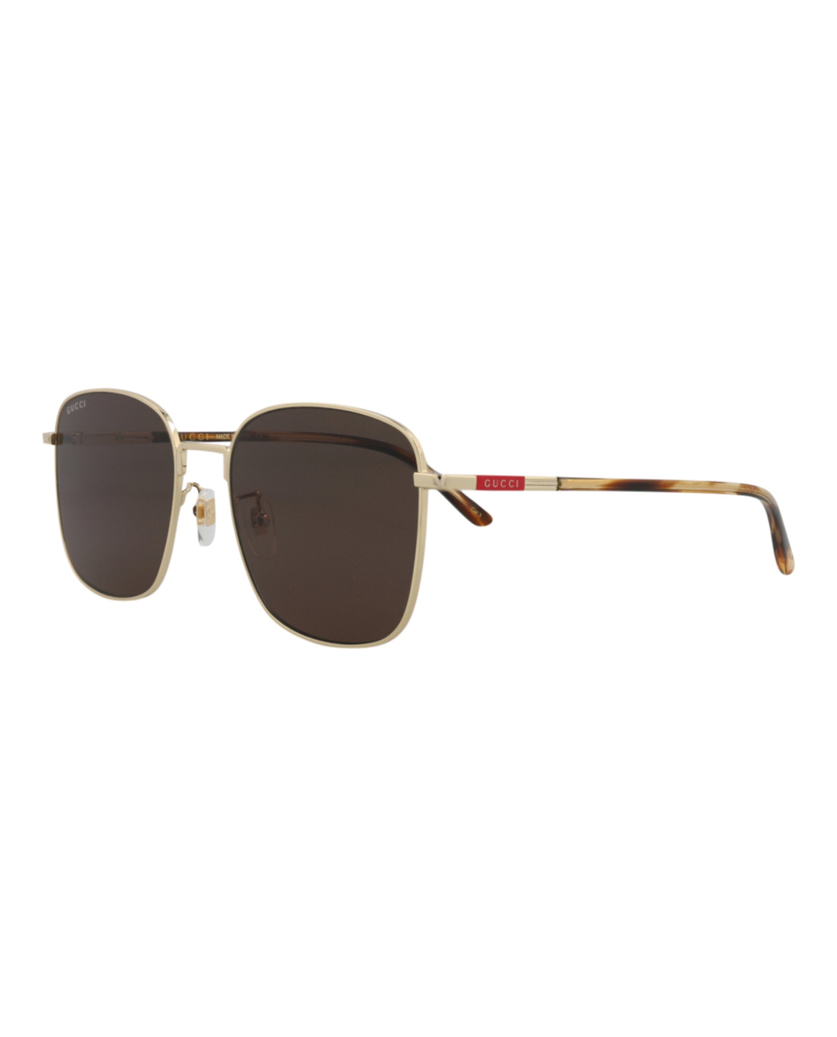 Gucci Mens Square/Rectangle Gold Havana Brown Fashion Designer Eyewear