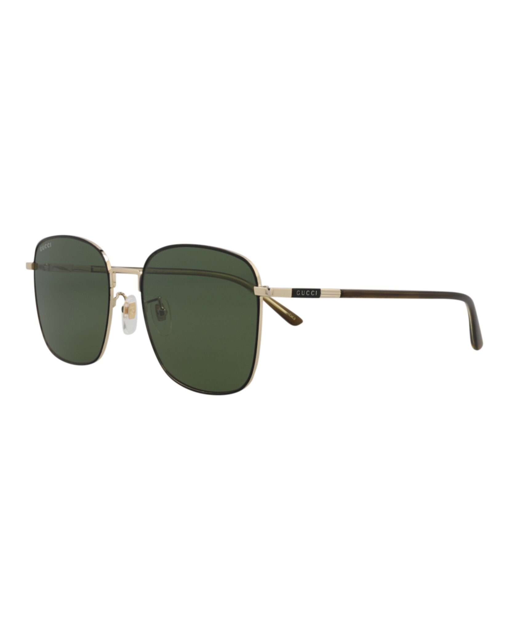 Gucci Mens Square/Rectangle Gold Havana Green Fashion Designer Eyewear