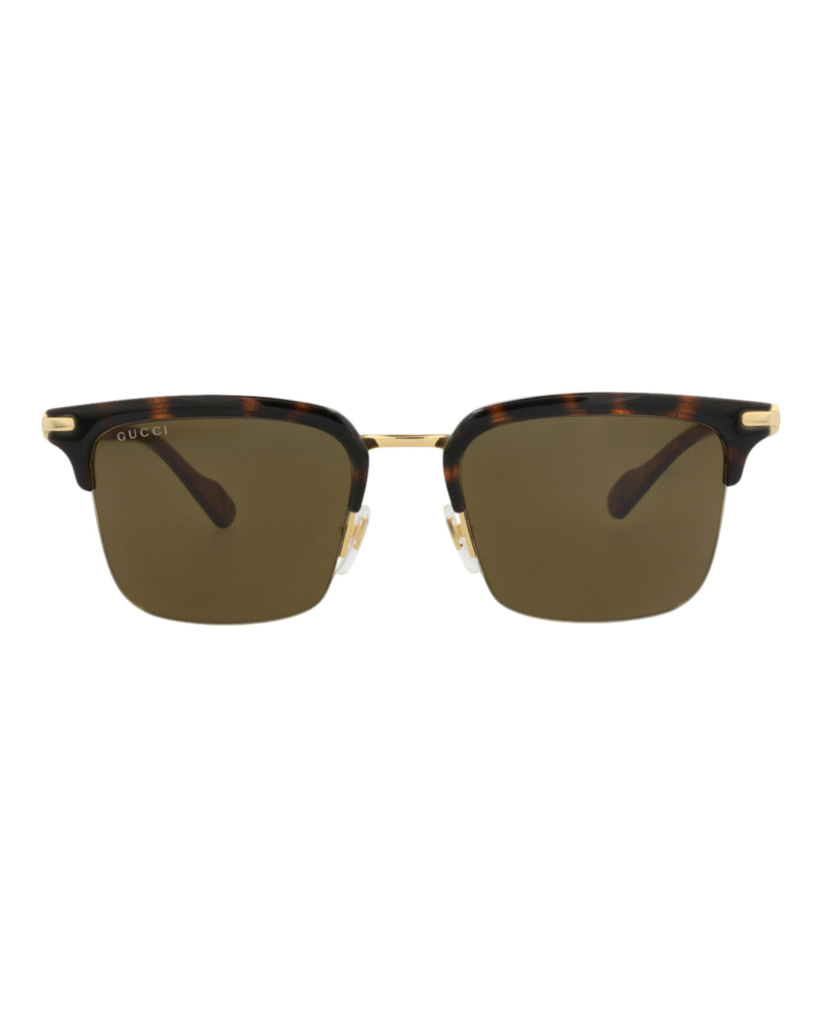 Gucci Gucci Mens Square/Rectangle Gold Brown Brown Fashion Designer Eyewear
