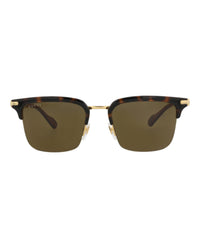 Gucci Gucci Mens Square/Rectangle Gold Brown Brown Fashion Designer Eyewear