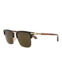 Gucci Gucci Mens Square/Rectangle Gold Brown Brown Fashion Designer Eyewear