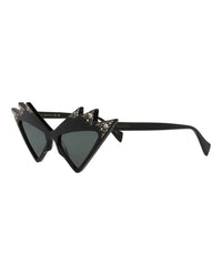 Gucci Womens Cat Eye Black Black Grey Fashion Designer Eyewear