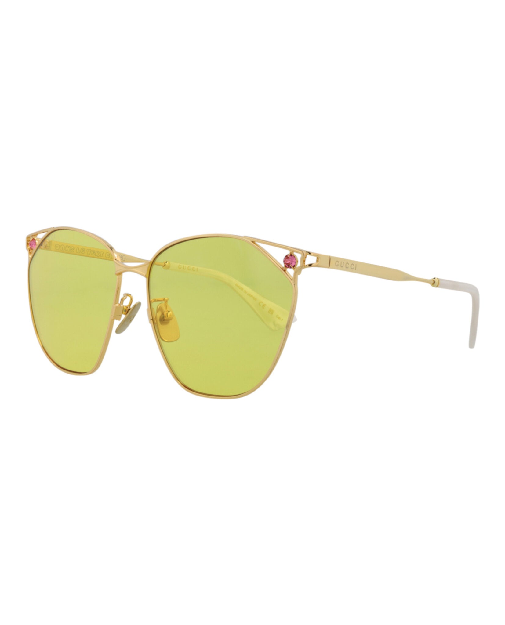 Gucci Womens Cat Eye Gold Gold Yellow Fashion Designer Eyewear