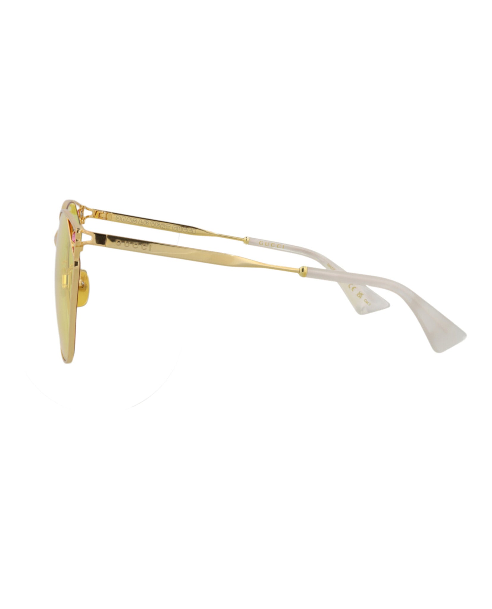 Gucci Womens Cat Eye Gold Gold Yellow Fashion Designer Eyewear