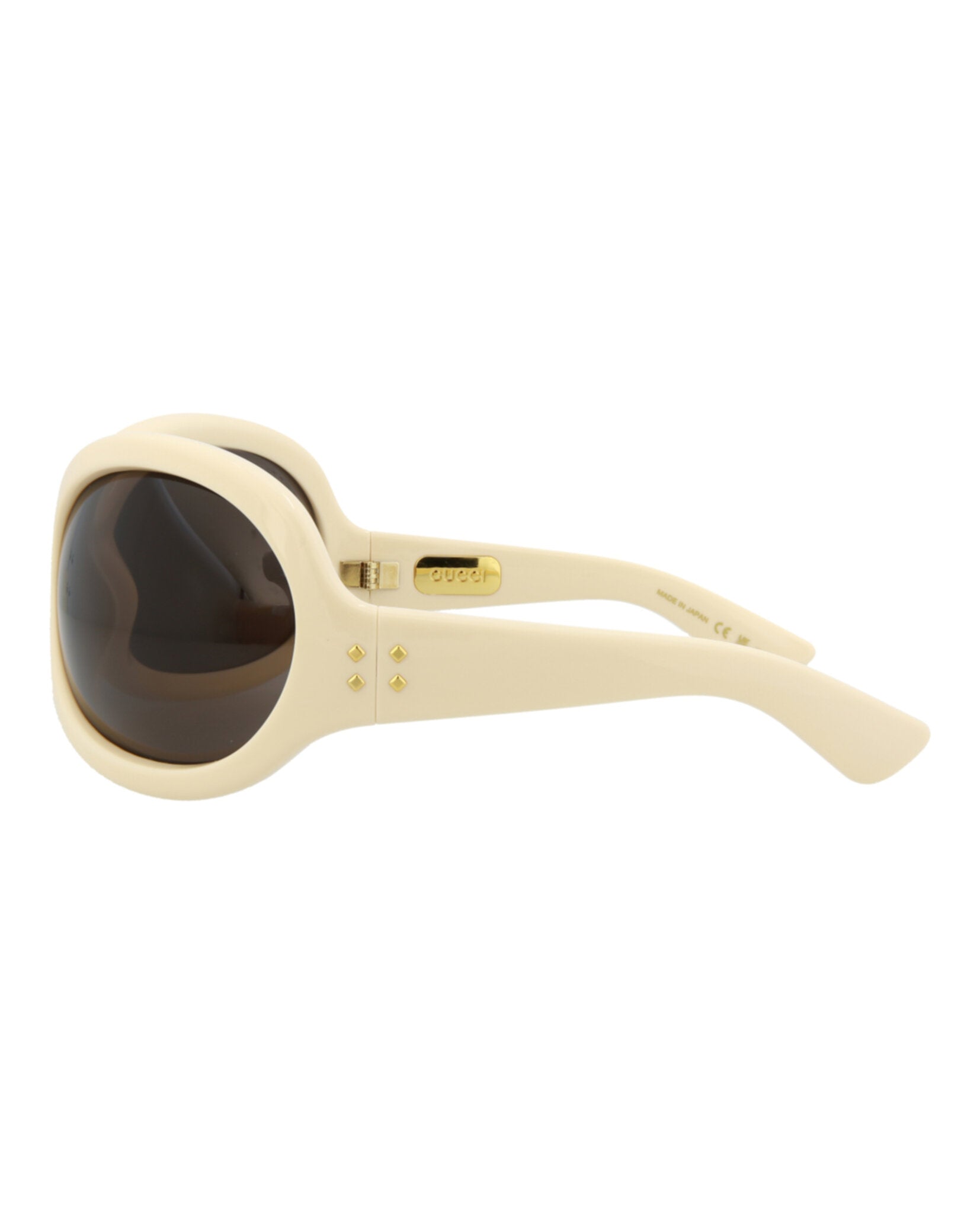 Gucci Womens Shield/Wrap White White Brown Fashion Designer Eyewear