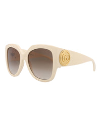 Gucci Womens Square/Rectangle Ivory Ivory Brown Fashion Designer Eyewear