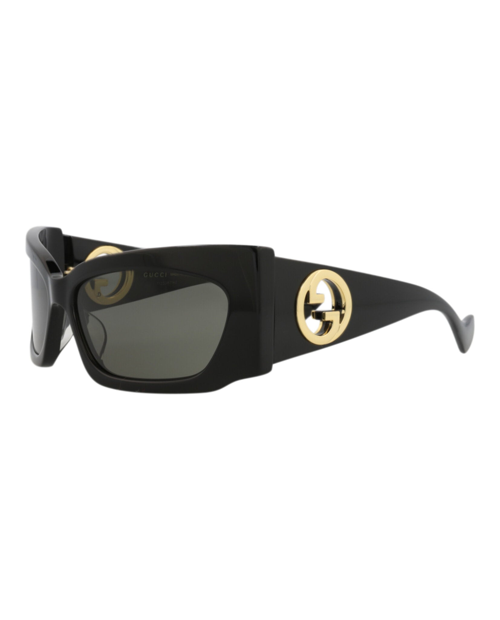 Gucci Womens Shield/Wrap Black Black Grey Fashion Designer Eyewear