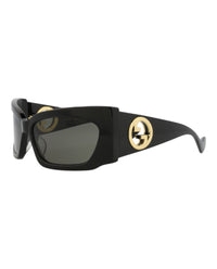 Gucci Womens Shield/Wrap Black Black Grey Fashion Designer Eyewear