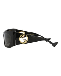 Gucci Womens Shield/Wrap Black Black Grey Fashion Designer Eyewear