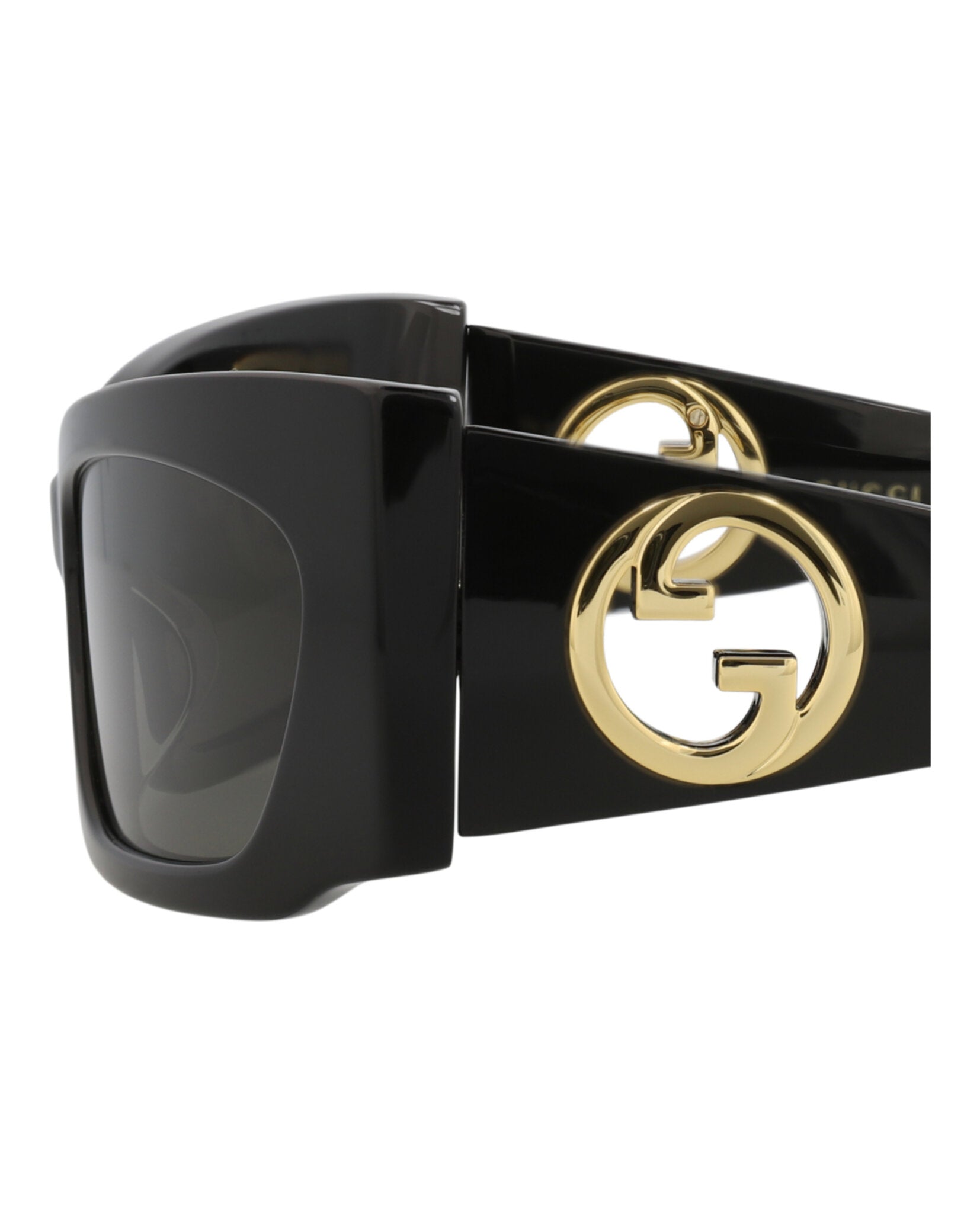 Gucci Womens Shield/Wrap Black Black Grey Fashion Designer Eyewear