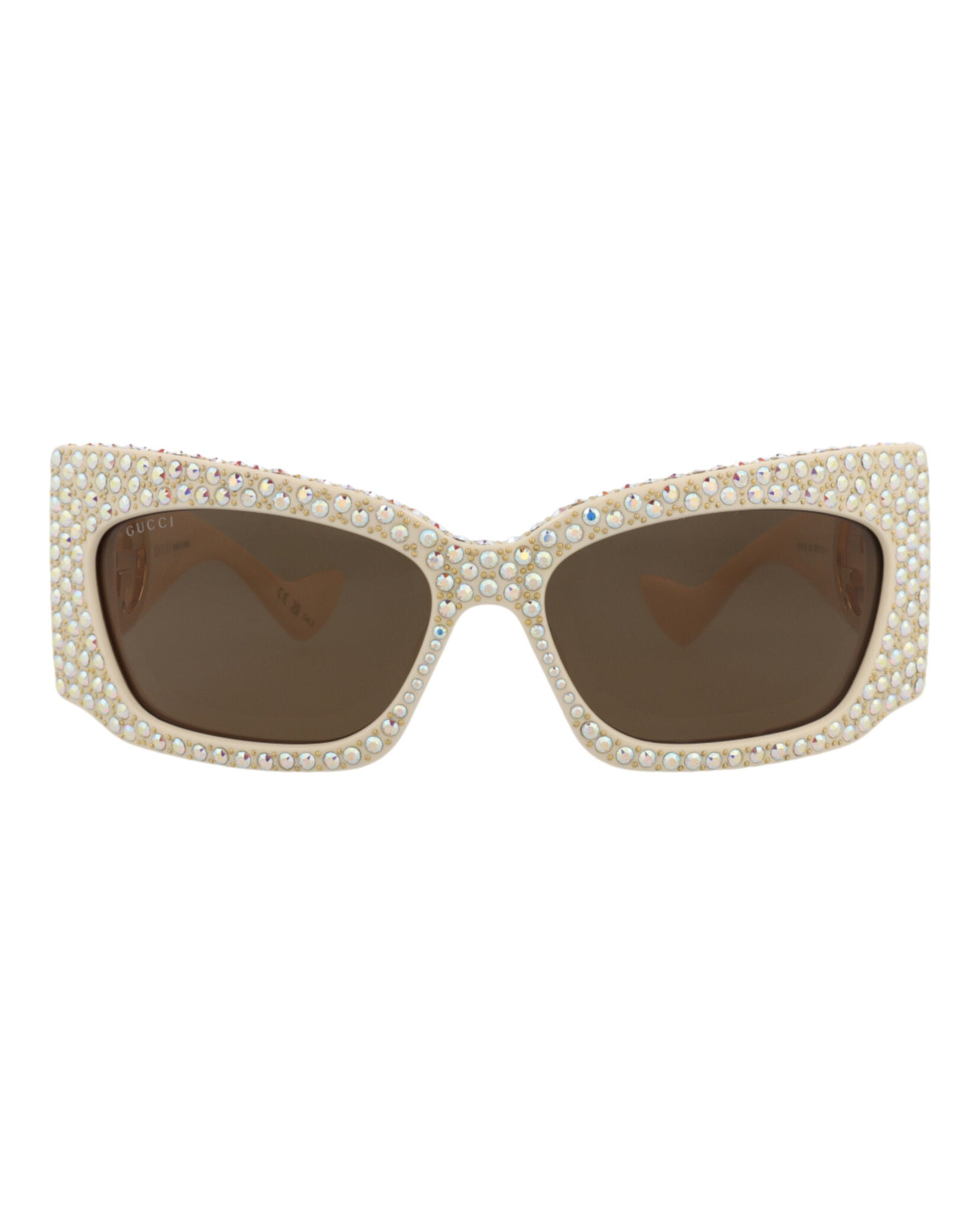 Gucci Womens Shield/Wrap Ivory Ivory Brown Fashion Designer Eyewear