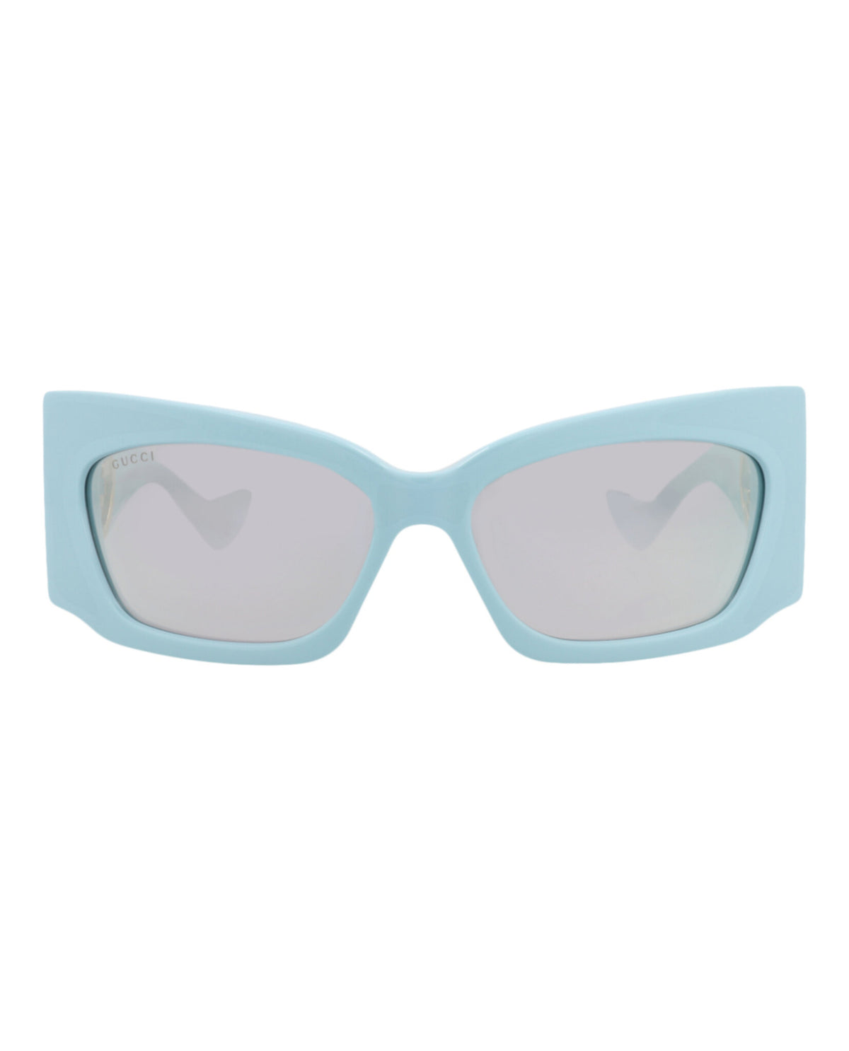 Gucci Womens Shield/Wrap Blue Light Blue Silver Fashion Designer Eyewear
