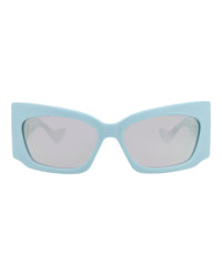 Gucci Womens Shield/Wrap Blue Light Blue Silver Fashion Designer Eyewear