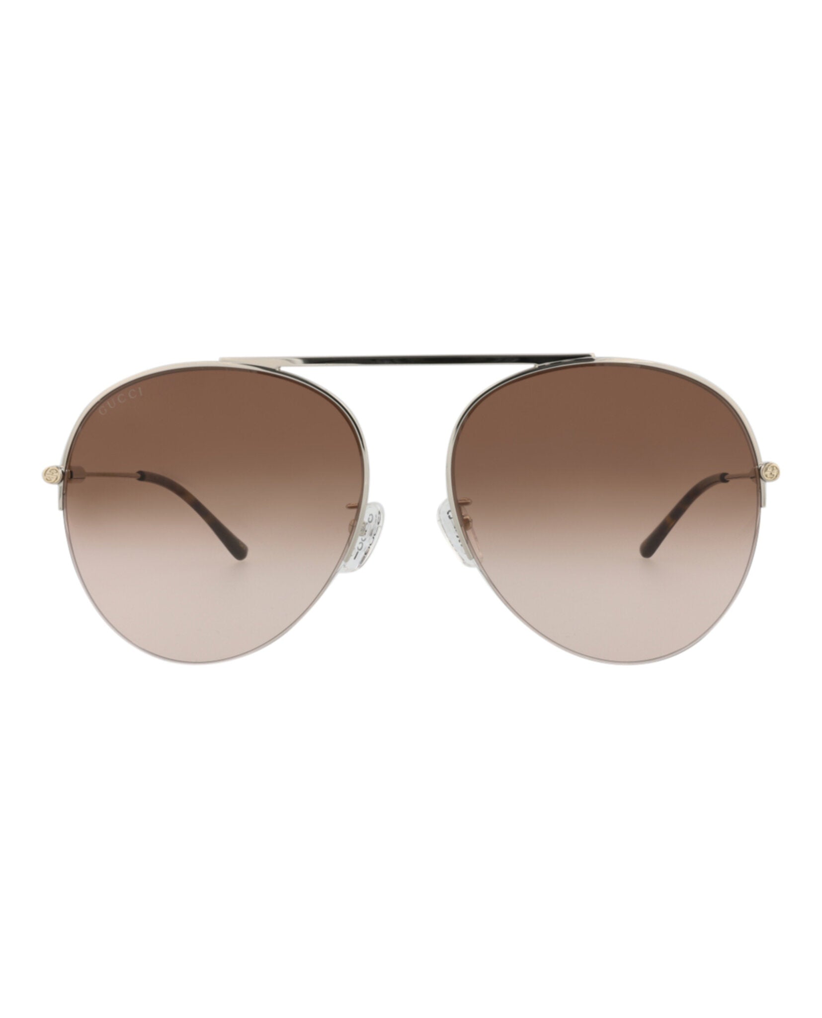 Gucci Womens Aviator Silver Silver Brown Fashion Designer Eyewear