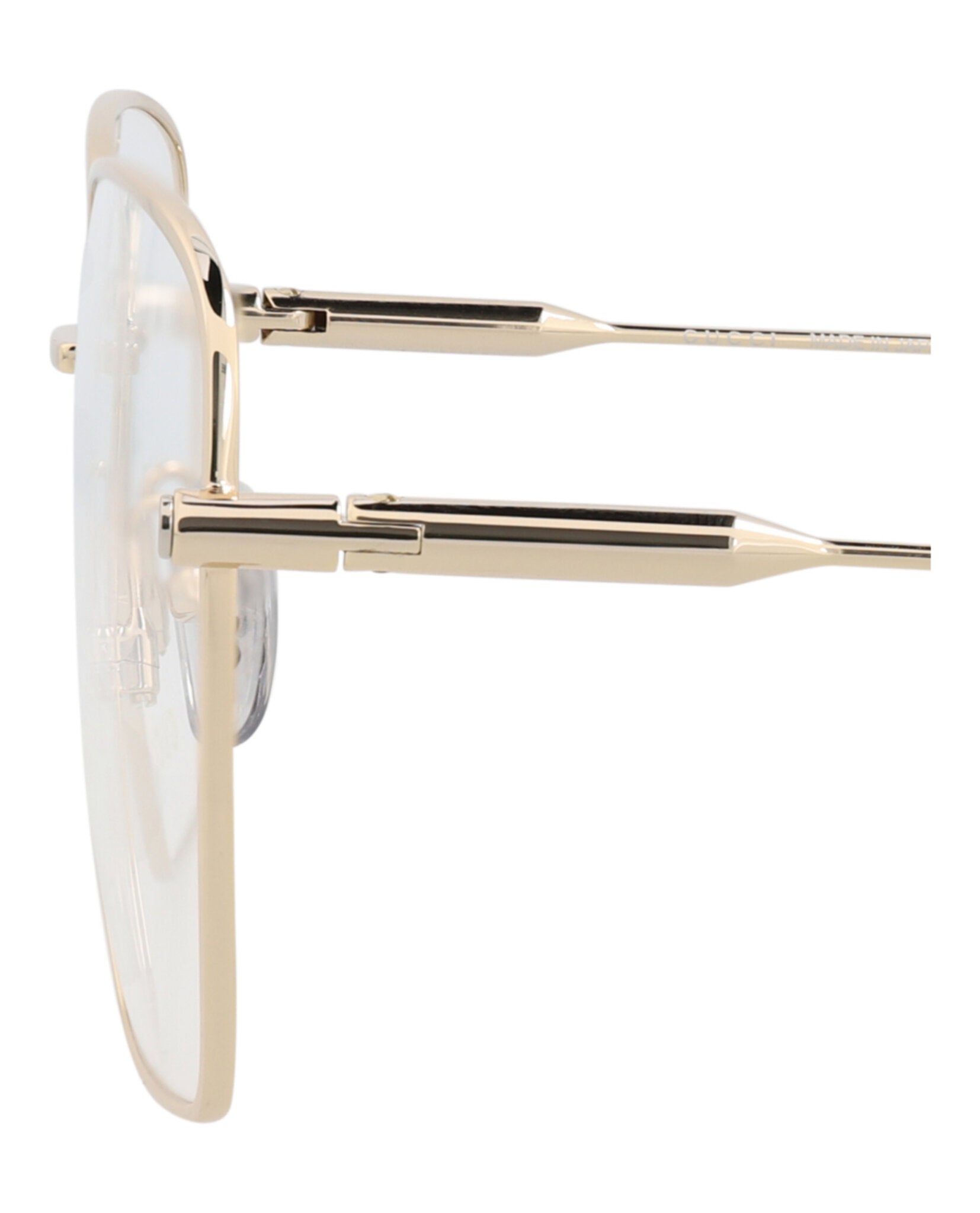 Gucci Womens Square/Rectangle Gold Gold Transparent Fashion Designer Eyewear