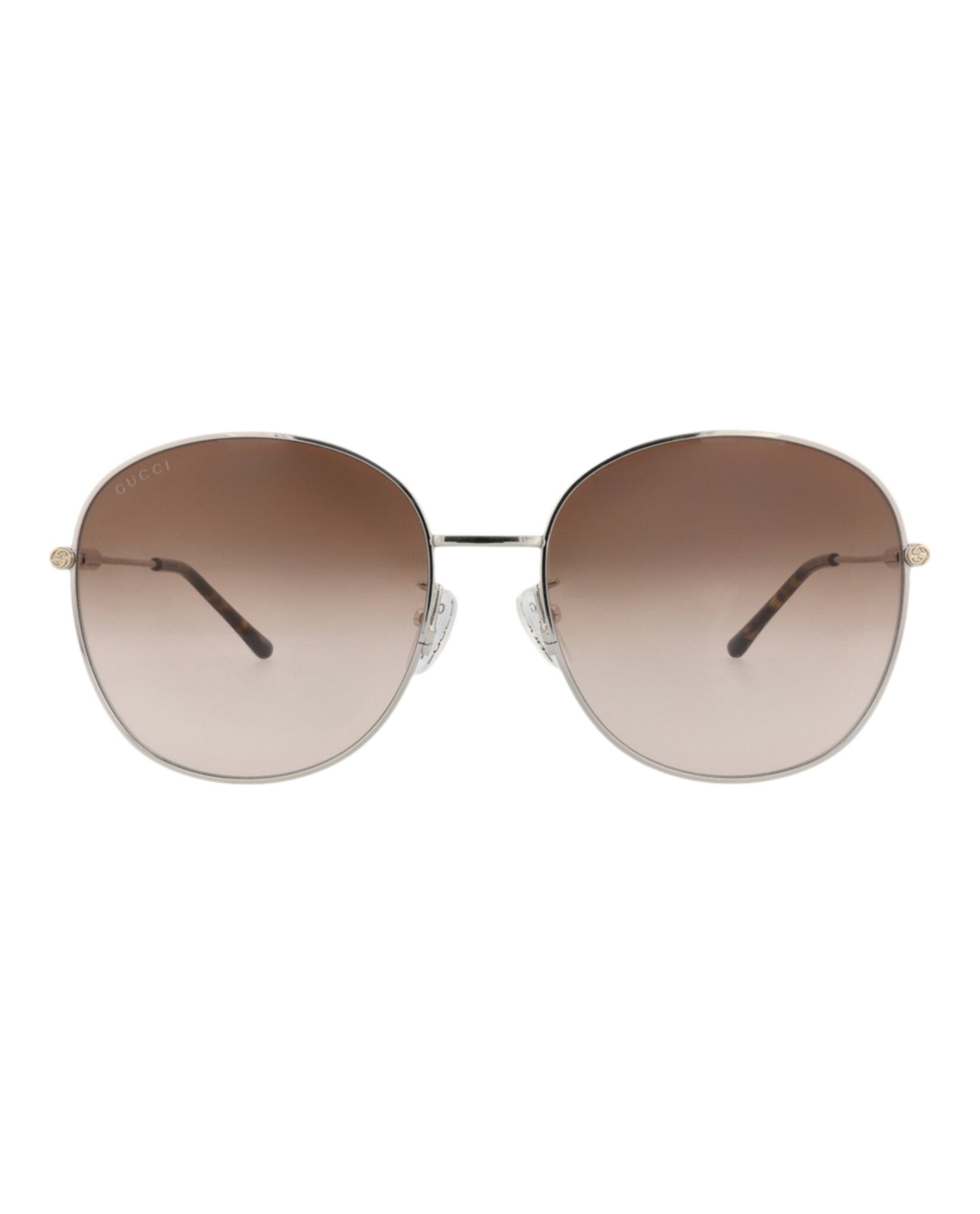 Gucci Gucci Womens Round/Oval Silver Silver Brown Fashion Designer Eyewear