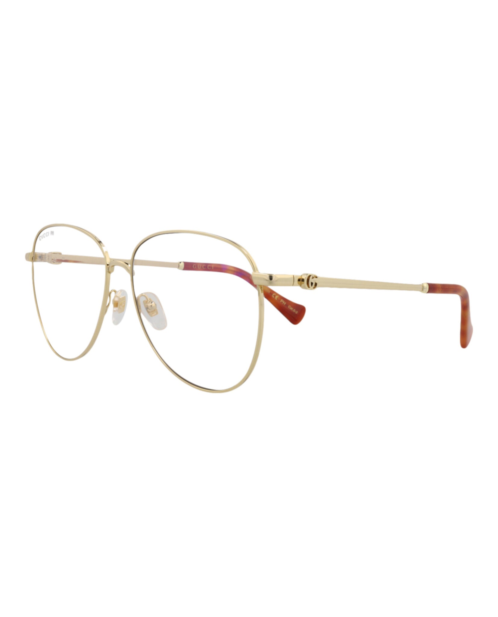 Gucci Womens Aviator Gold Gold Transparent Fashion Designer Eyewear
