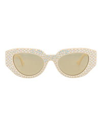 Gucci Gucci Womens Cat Eye Ivory Ivory Brown Fashion Designer Eyewear