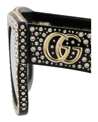 Gucci Gucci Womens Square/Rectangle Black Black Transparent Fashion Designer Eyewear