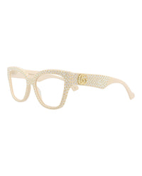 Gucci Womens Cat Eye Ivory Ivory Transparent Fashion Designer Eyewear