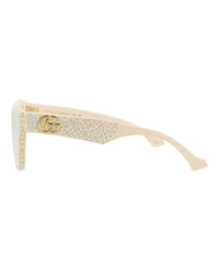 Gucci Womens Cat Eye Ivory Ivory Transparent Fashion Designer Eyewear