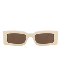 Gucci Womens Square/Rectangle Ivory Ivory Brown Fashion Designer Eyewear