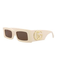 Gucci Womens Square/Rectangle Ivory Ivory Brown Fashion Designer Eyewear