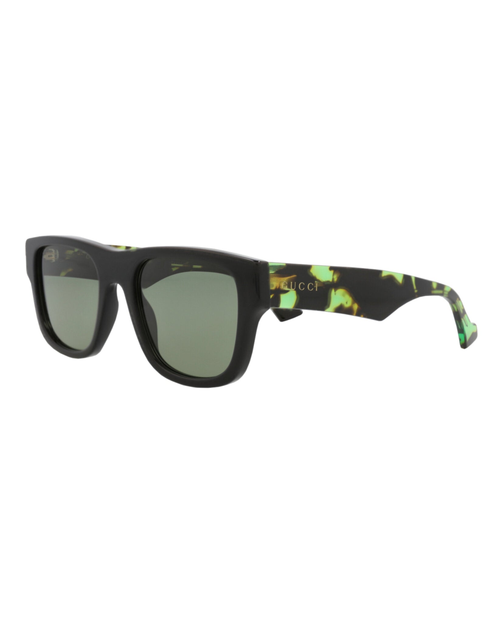 Gucci Mens Square/Rectangle Black Havana Green Fashion Designer Eyewear