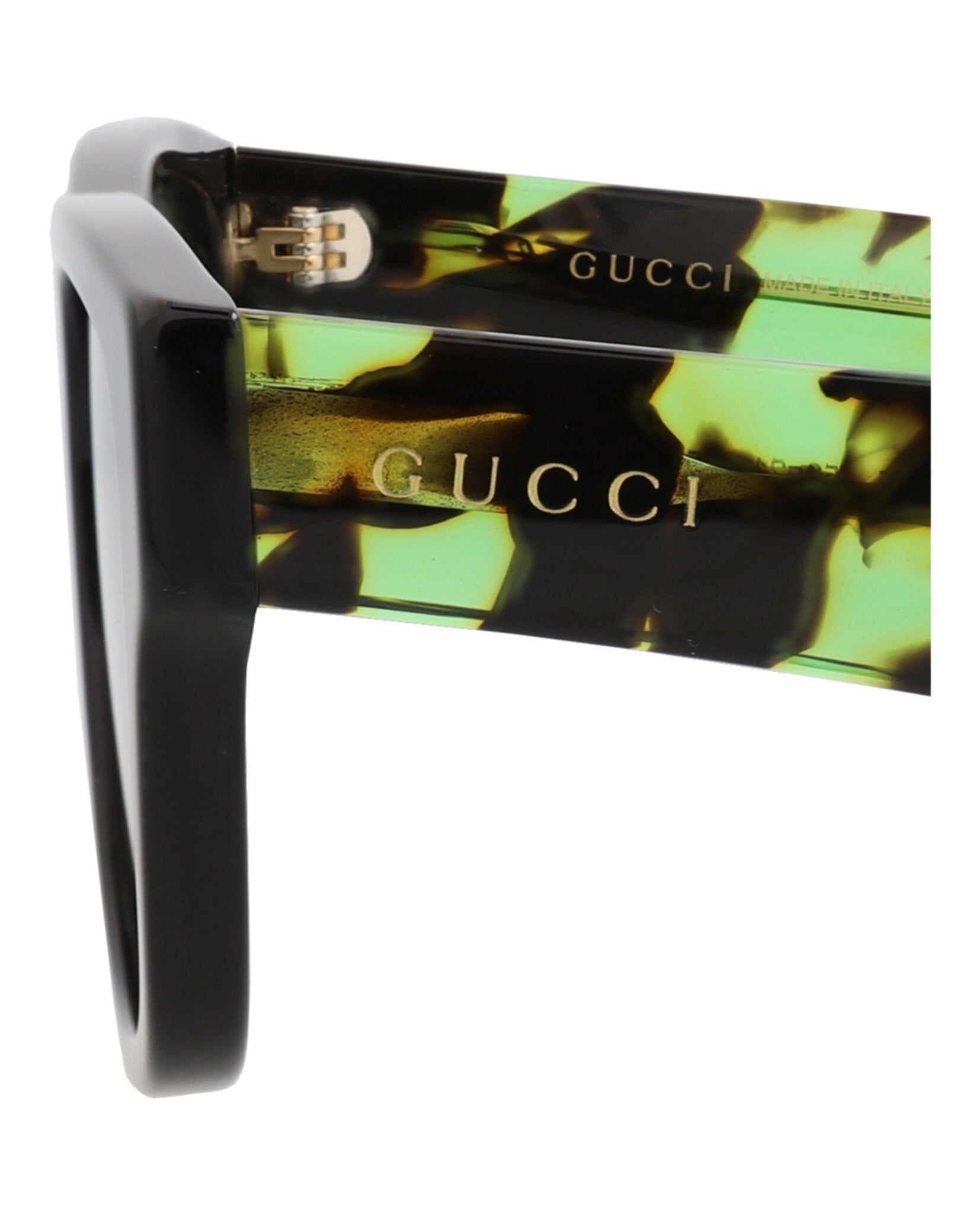Gucci Mens Square/Rectangle Black Havana Green Fashion Designer Eyewear