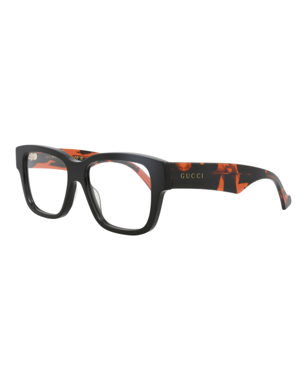 Gucci Mens Square/Rectangle Black Havana Transparent Fashion Designer Eyewear