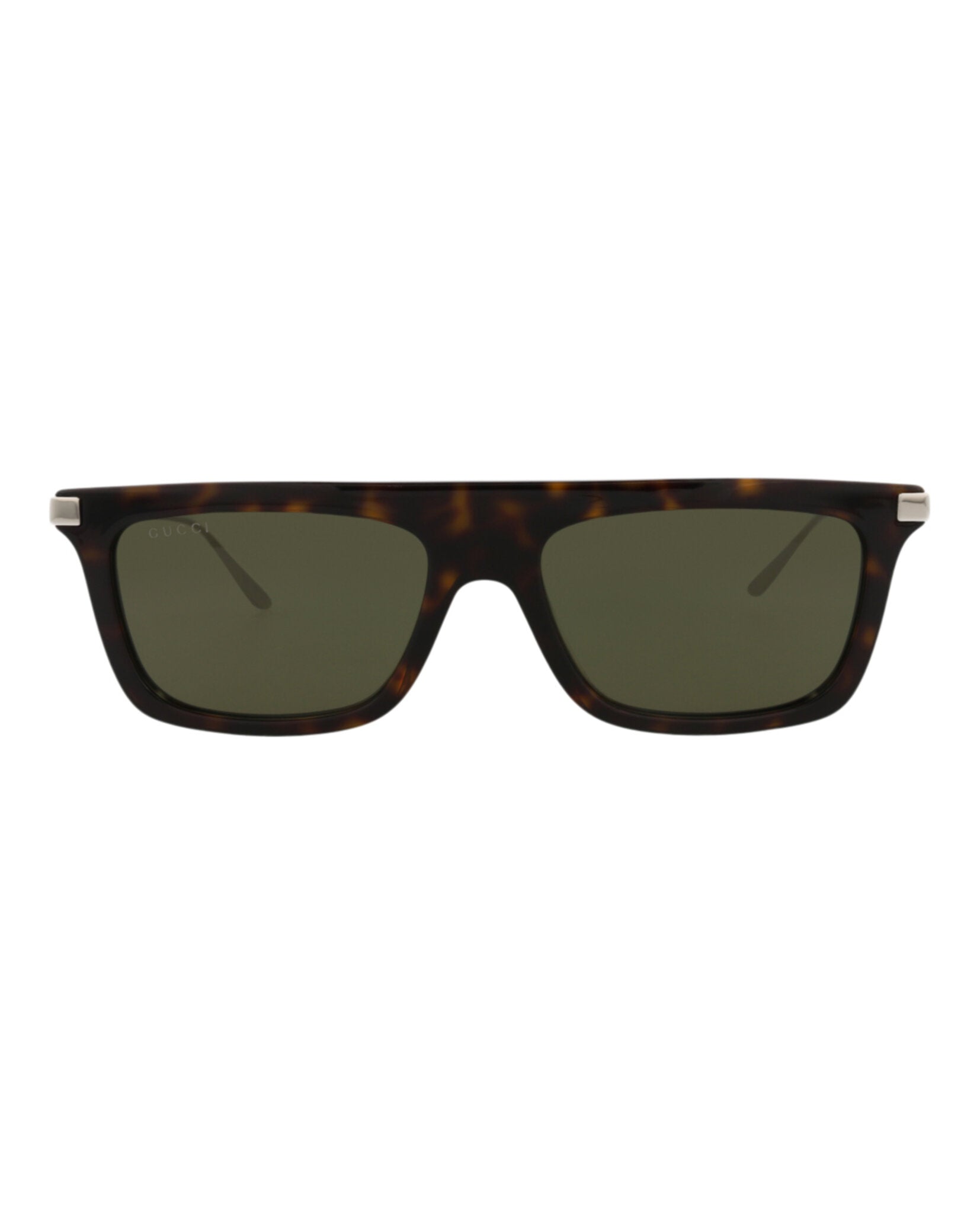 Gucci Gucci Mens Square/Rectangle Havana Silver Green Fashion Designer Eyewear
