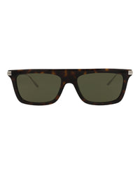 Gucci Gucci Mens Square/Rectangle Havana Silver Green Fashion Designer Eyewear