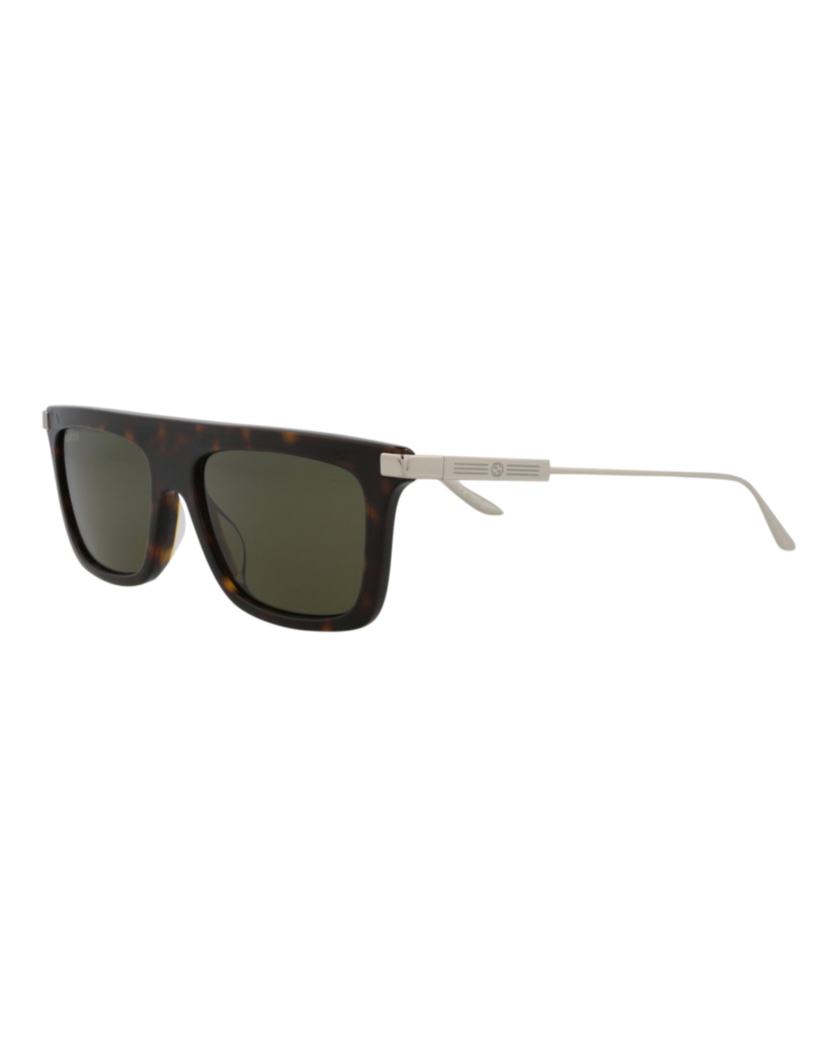 Gucci Gucci Mens Square/Rectangle Havana Silver Green Fashion Designer Eyewear