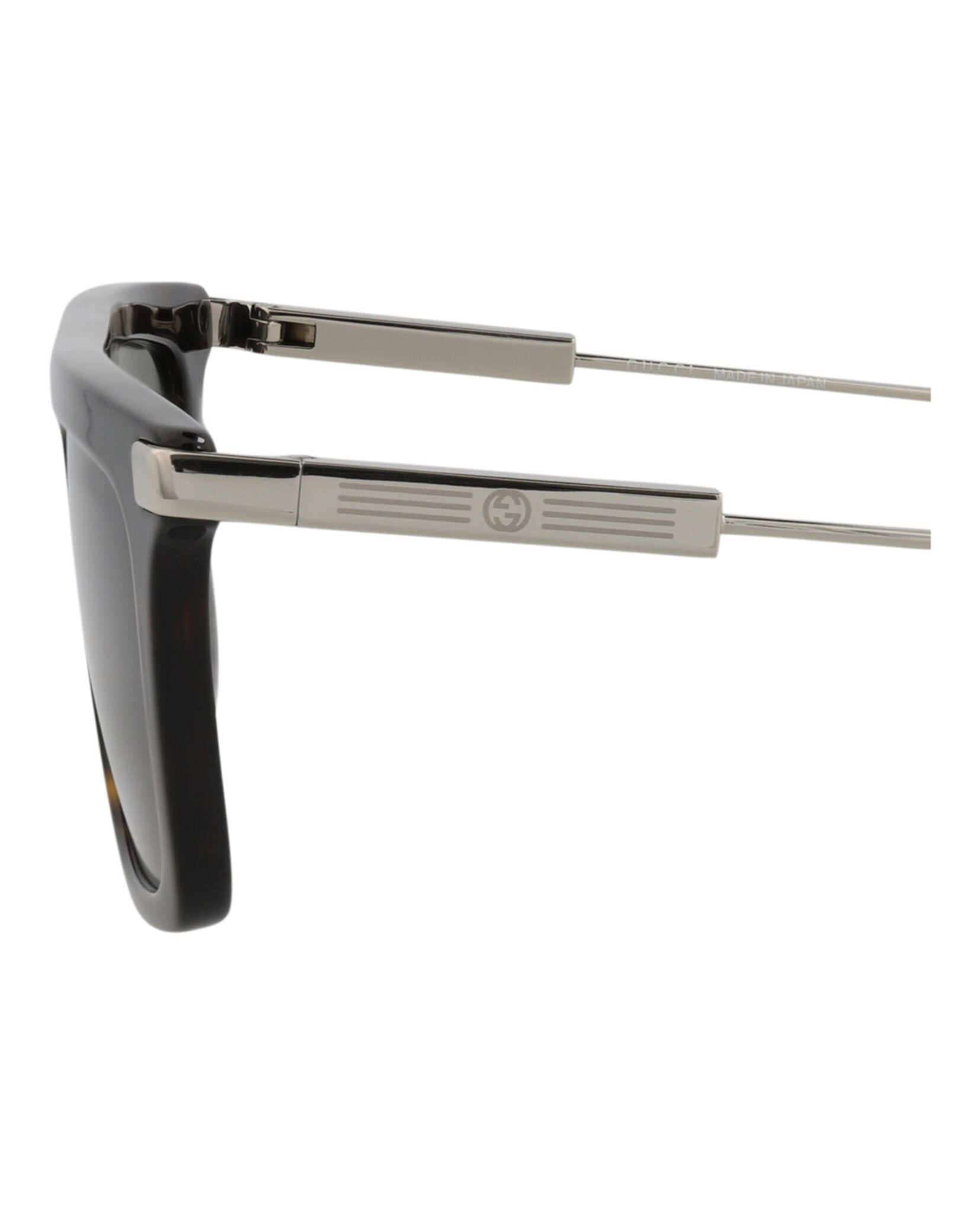 Gucci Gucci Mens Square/Rectangle Havana Silver Green Fashion Designer Eyewear