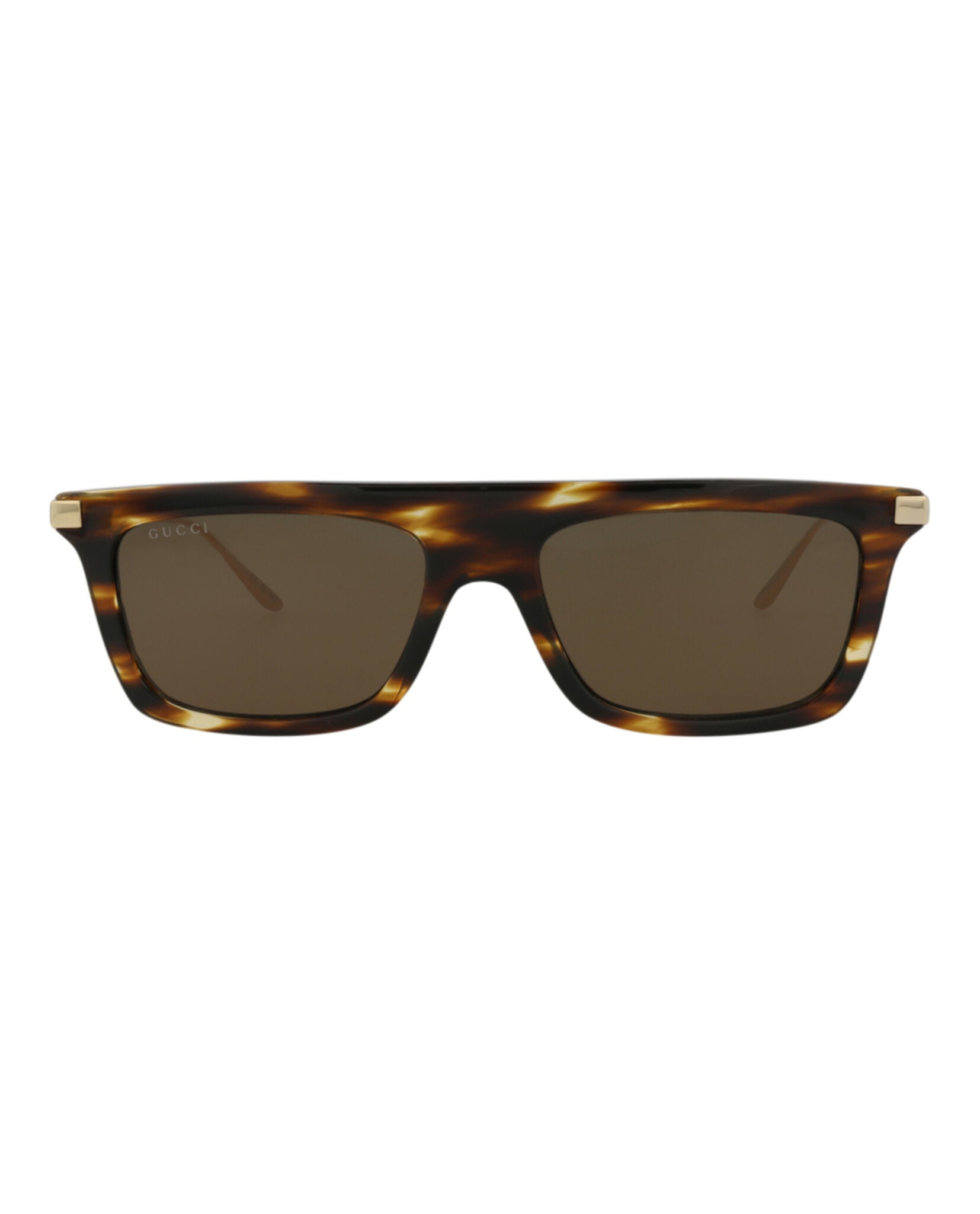 Gucci Mens Square/Rectangle Havana Gold Brown Fashion Designer Eyewear