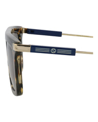 Gucci Mens Square/Rectangle Havana Gold Brown Fashion Designer Eyewear
