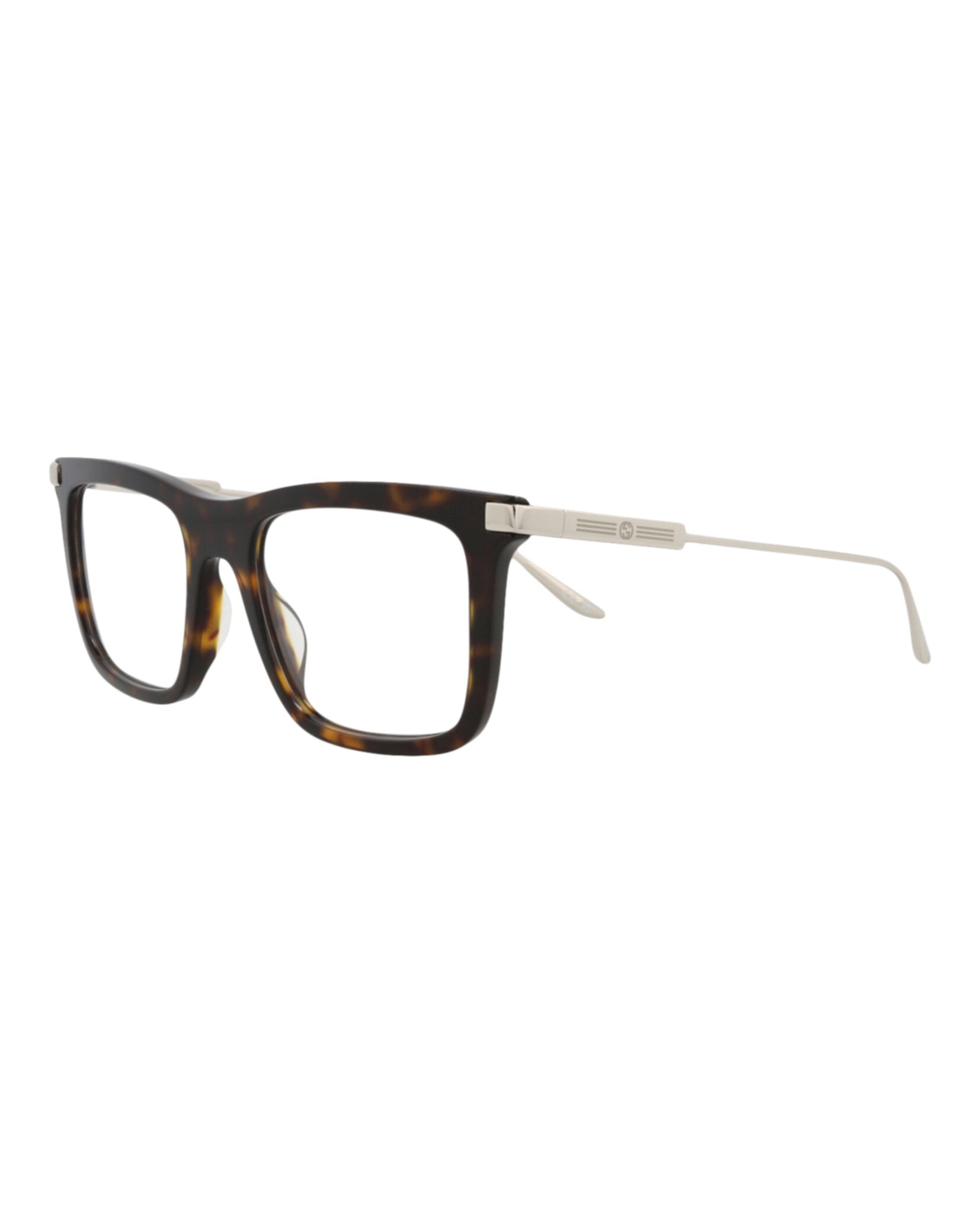 Gucci Gucci Mens Square/Rectangle Havana Silver Transparent Fashion Designer Eyewear