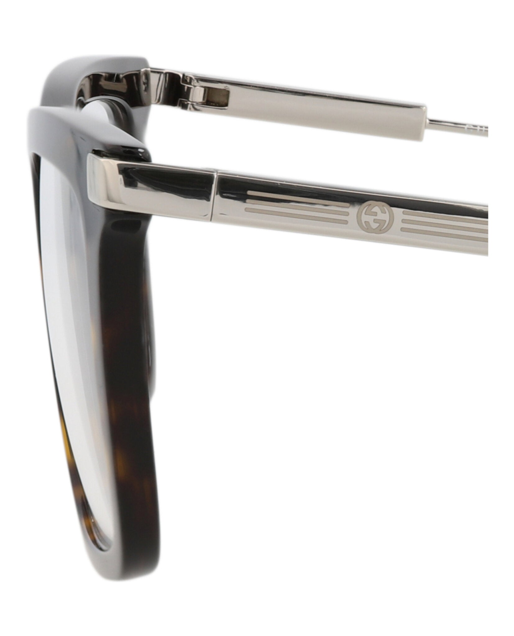 Gucci Gucci Mens Square/Rectangle Havana Silver Transparent Fashion Designer Eyewear