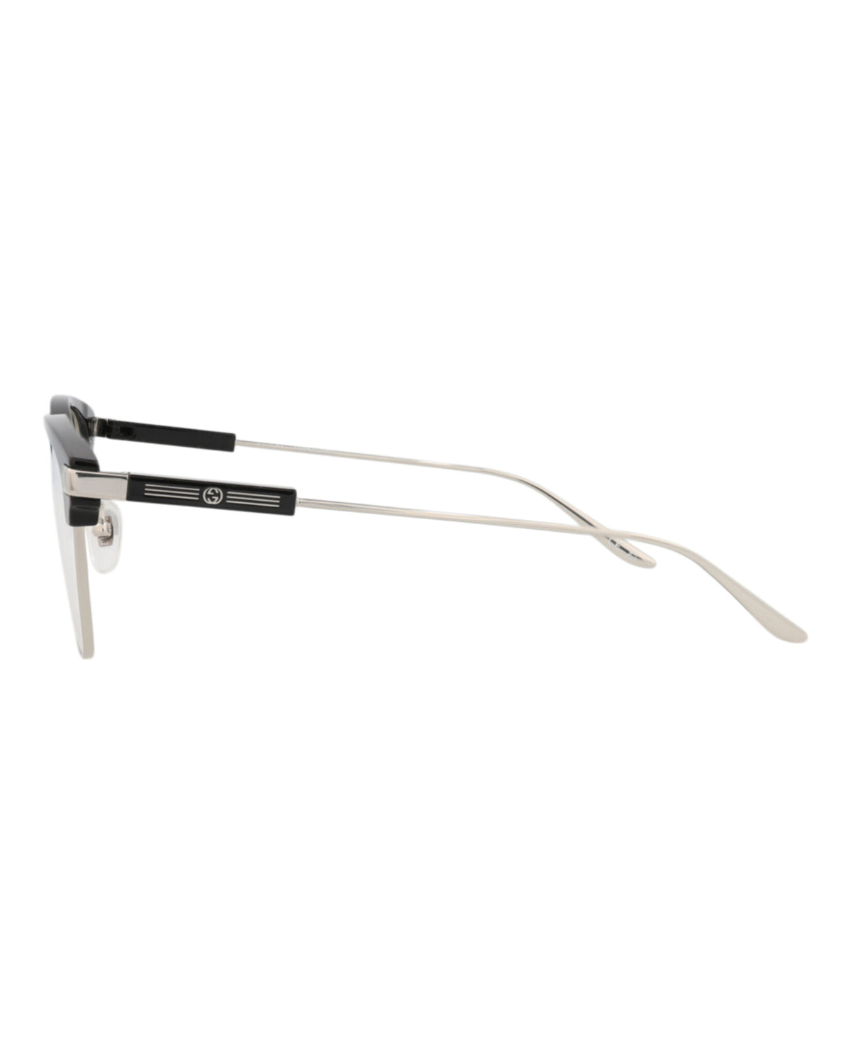 Gucci Mens Square/Rectangle Black Silver Transparent Fashion Designer Eyewear