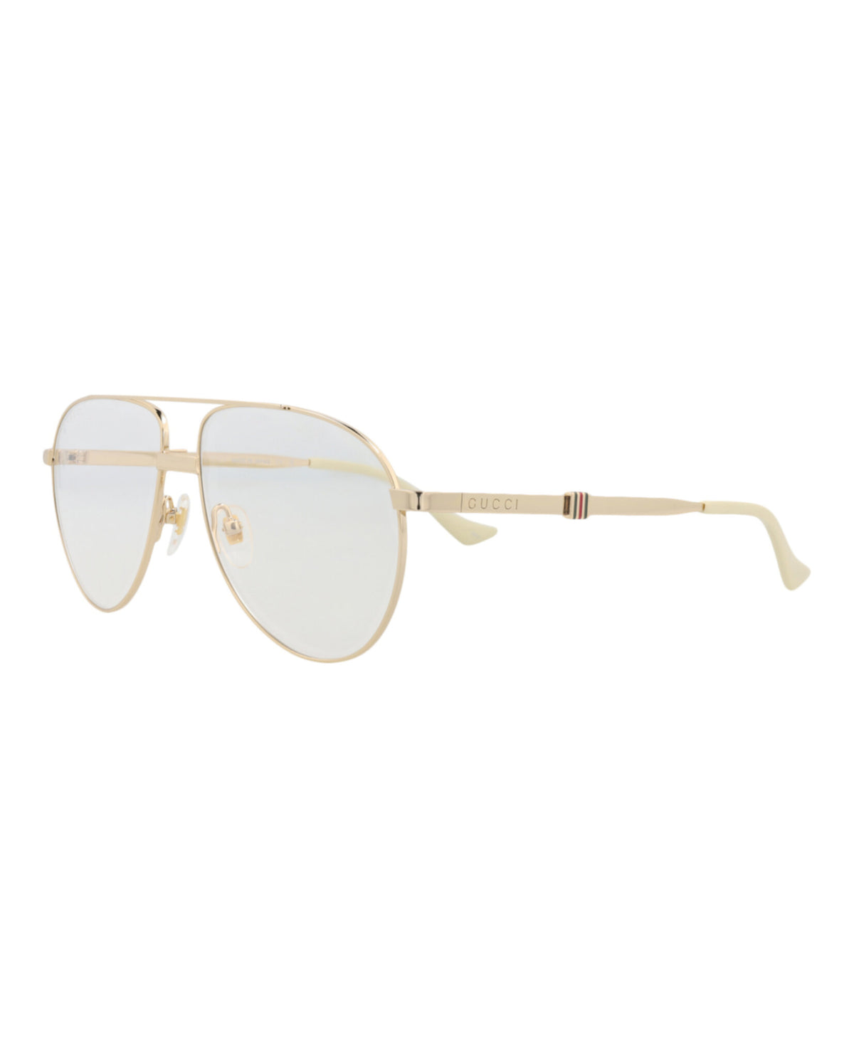 Gucci Gucci Mens Aviator Gold Gold Transparent Fashion Designer Eyewear