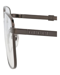 Gucci Mens Square/Rectangle Ruthenium Ruthenium Transparent Fashion Designer Eyewear