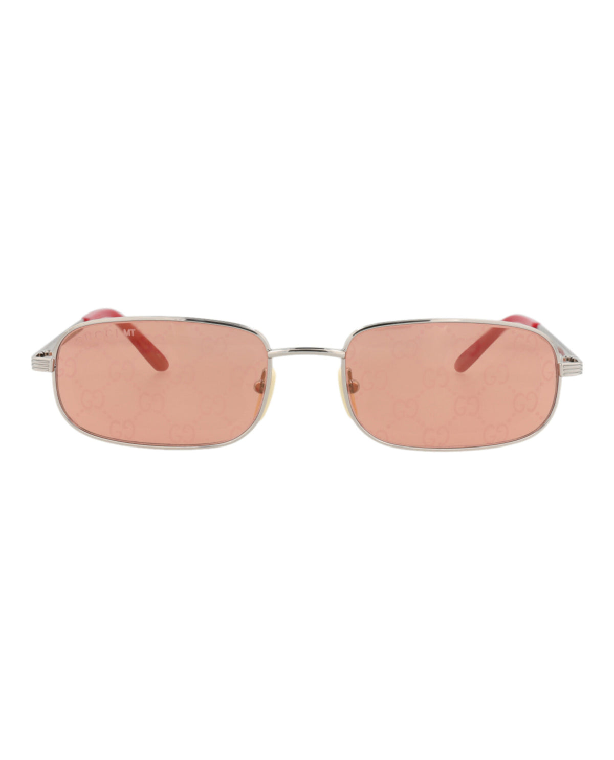 Gucci Mens Square/Rectangle Silver Silver Red Fashion Designer Eyewear
