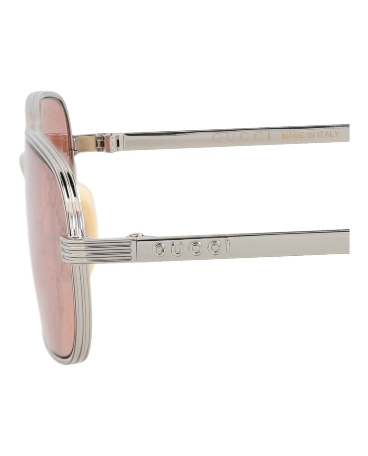 Gucci Mens Square/Rectangle Silver Silver Red Fashion Designer Eyewear