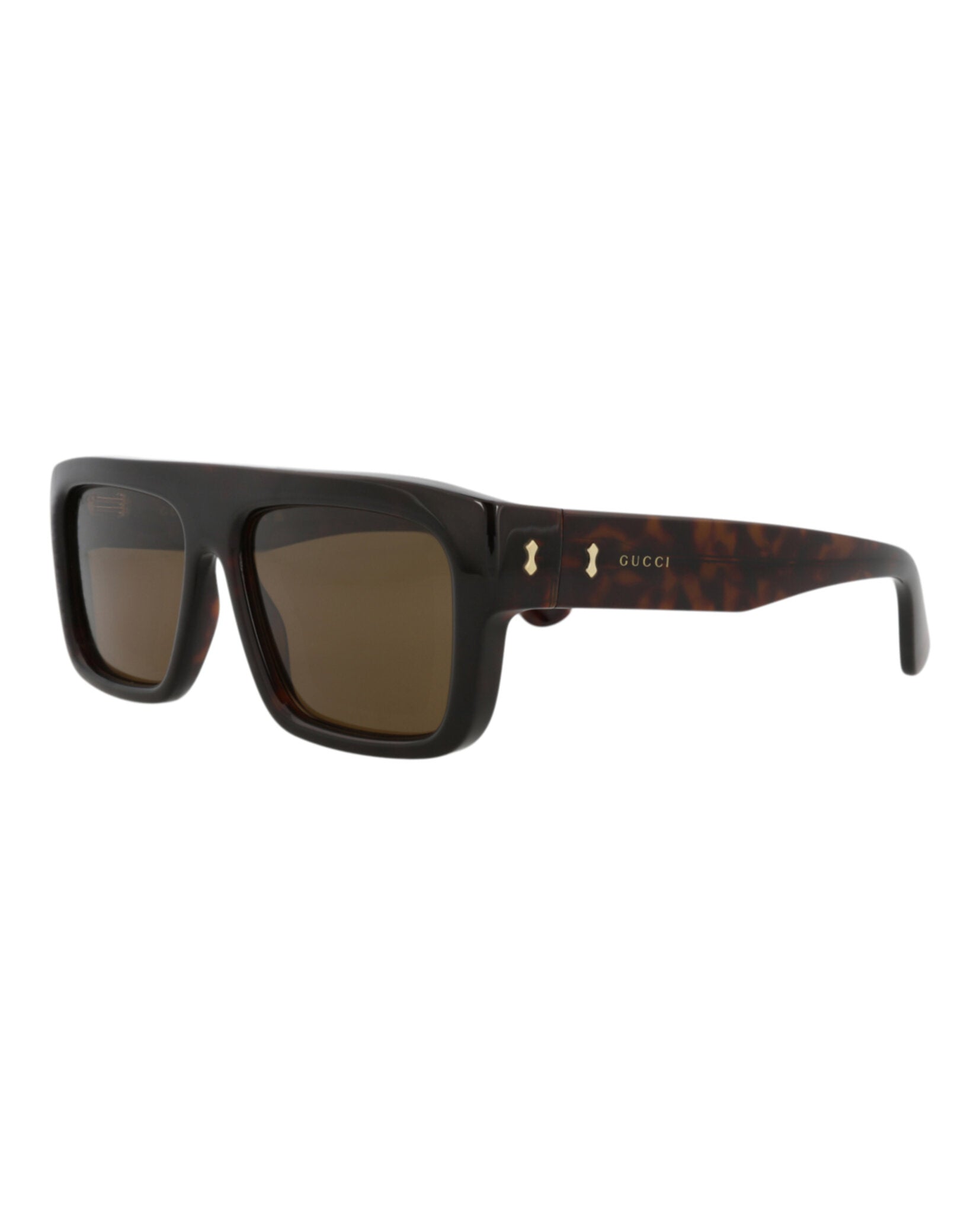 Gucci Mens Square/Rectangle Havana Havana Brown Fashion Designer Eyewear