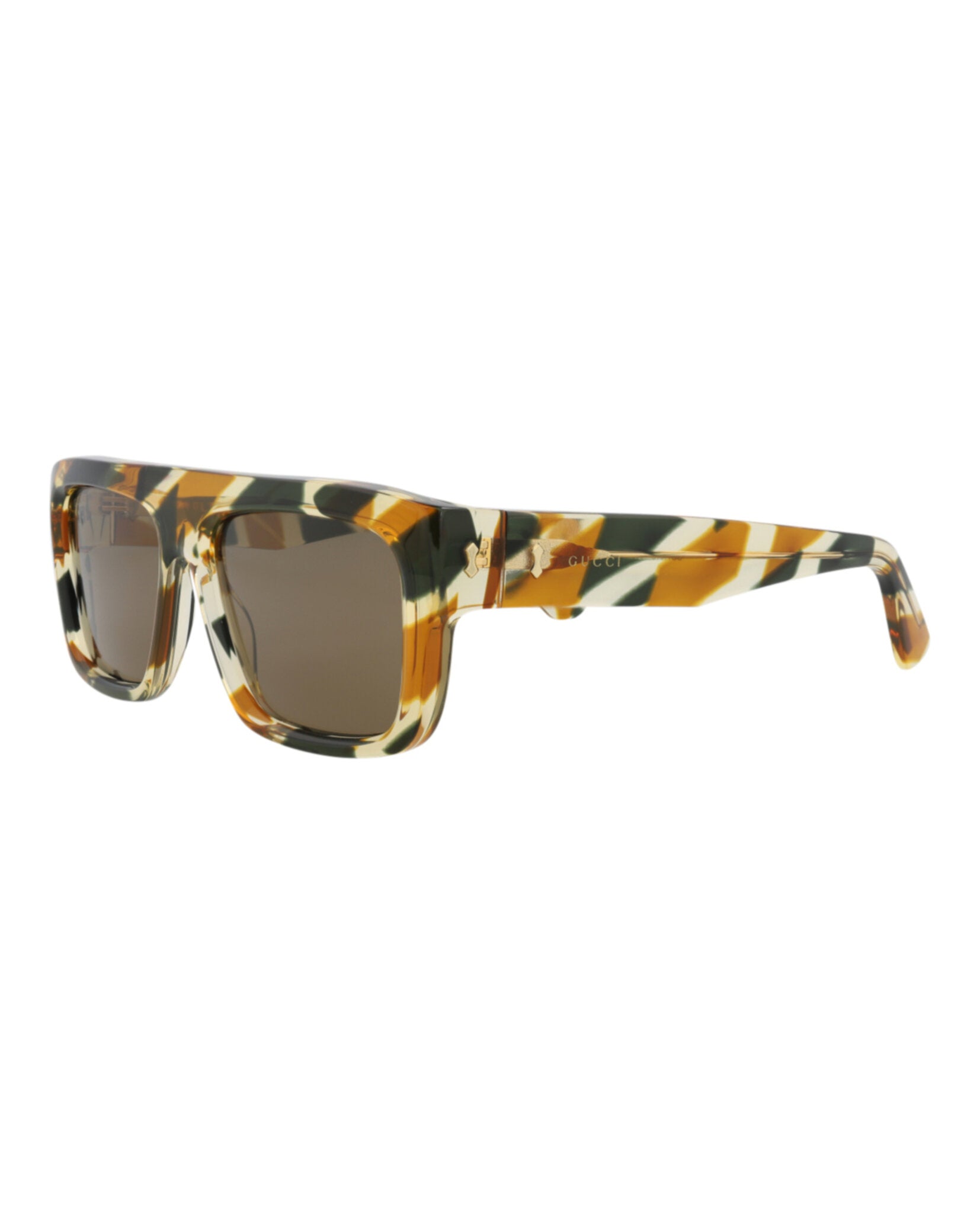 Gucci Gucci Mens Square/Rectangle Havana Havana Brown Fashion Designer Eyewear