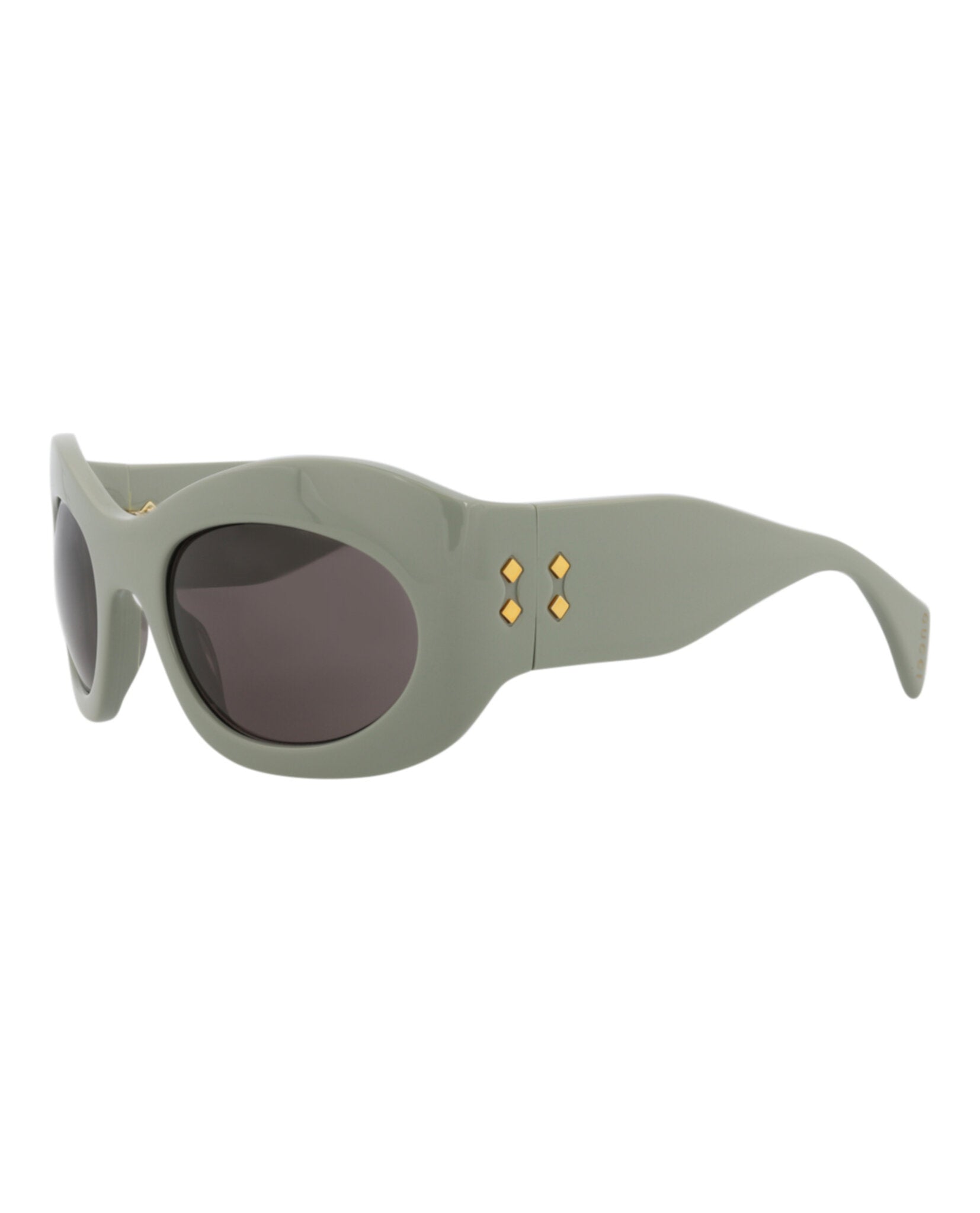 Gucci Unisex Shield/Wrap Green Green Grey Fashion Designer Eyewear