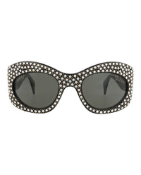 Gucci Gucci Unisex Shield/Wrap Black Black Grey Fashion Designer Eyewear