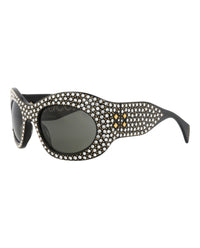 Gucci Gucci Unisex Shield/Wrap Black Black Grey Fashion Designer Eyewear